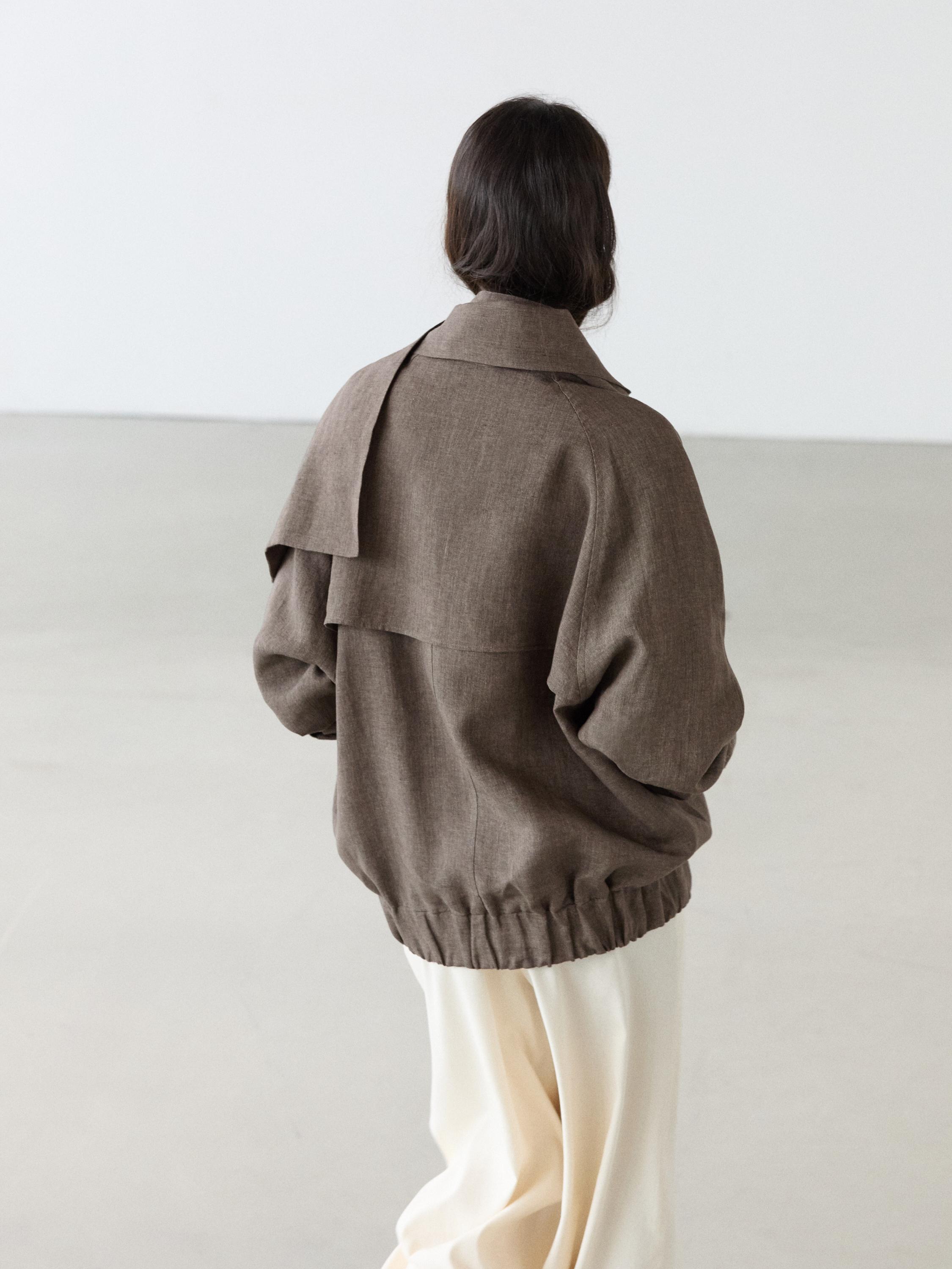 Veste bomber foulard mélange lin